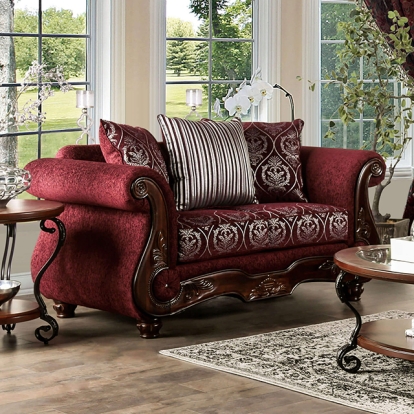 Furniture Of America Sassari Traditional Burgundy Loveseat Model SM6447-LV