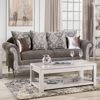 Furniture Of America Velletri Traditional Warm Gray/Weathered White Sofa Model SM7300-SF