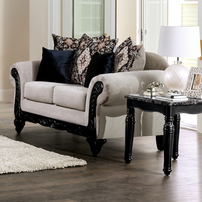 Furniture Of America Molfetta Traditional Light Brown/Black Loveseat Model SM7304-LV