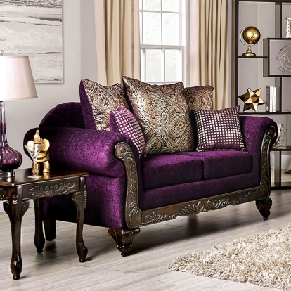Furniture Of America Casilda Traditional Purple Loveseat Model SM7743-LV