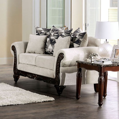 Furniture Of America Cassani Traditional Light Gray/Walnut Loveseat Model SM7756-LV