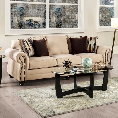 Furniture Of America Kailyn Transitional Sand/Brown Sofa Model SM8008-SF