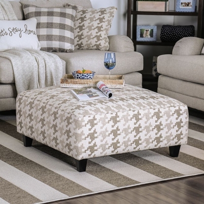 Furniture Of America Christine Transitional Light Gray/Pattern Ottoman Model SM8280-OT