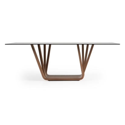 LA Furniture Solvang Contemporary Grey Glass + Walnut Rectangular Dining Table VGBB-MI1312 Contemporary Style by Vig Furnitrue Number 83255 Catch Home Goods