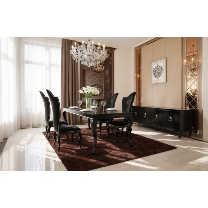 LA Furniture Sovereign Transitional Black Crocodile Dining Table with Black Gloss Legs VGUNRC830-220-BLK Contemporary Style by Vig Furnitrue Number 16948 Catch Home Goods