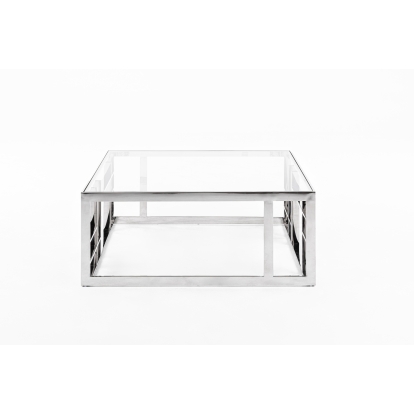 LA Furniture Stephen Modern Glass & Stainless Steel Square Coffee Table VGHB-341E Contemporary Style by Vig Furnitrue Number 79545 Catch Home Goods