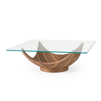 LA Furniture Sunrise Contemporary Glass + Walnut Square Coffee Table VGRY-RY-SE07-WS Contemporary Style by Vig Furnitrue Number 83097 Catch Home Goods