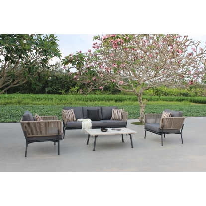 LA Furniture Suntide Outdoor Grey Fabric + Beige Rattan + Grey Acacia Sofa Set VGAT-RASF-224 Contemporary Style by Vig Furnitrue Number 81919|81919A Catch Home Goods
