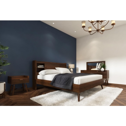 LA Furniture Sutton Eastern King Mid-Century Elisa Acacia Wood Bed VGWH180430201-202-EK Contemporary Style by Vig Furnitrue Number 77653 Catch Home Goods