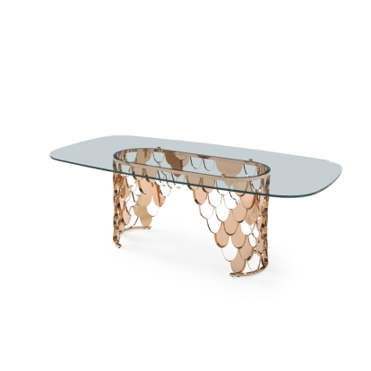 LA Furniture Javier Modern Glass & Rosegold Dining Table VGVCT088L Contemporary Style by Vig Furnitrue Number 74898 Catch Home Goods