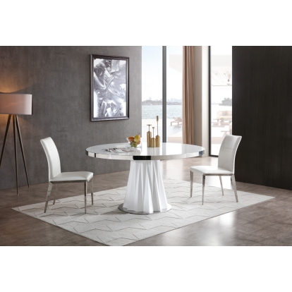 LA Furniture Cabaret Modern White Round Dining Table VGVCT1799 Contemporary Style by Vig Furnitrue Number 75106 Catch Home Goods