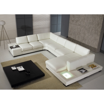 LA Furniture Eco-Leather T35 White Leather Sectional Sofa With Lights VGYI-T35-1-BL Contemporary Style by Vig Furnitrue Number 12734A Catch Home Goods