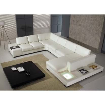 LA Furniture Eco-Leather T35 White Leather Sectional Sofa With Lights VGYI-T35-1-BL Contemporary Style by Vig Furnitrue Number 12734A Catch Home Goods