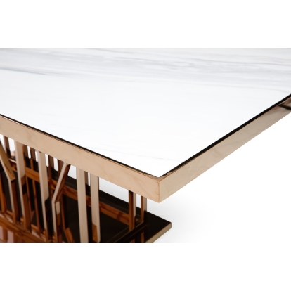 LA Furniture Marston Modern White Marble & Rosegold Dining Table VGVCT8919-M Contemporary Style by Vig Furnitrue Number 74903 Catch Home Goods