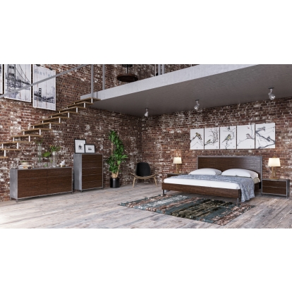 LA Furniture Queen Conner Modern Dark Walnut & Concrete Bedroom Set VGAN-CONNER-SET-DK-Q Contemporary Style by Vig Furnitrue Number 72356 Catch Home Goods
