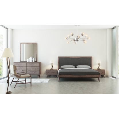 LA Furniture California King Soria Mid-Century Grey & Walnut Bedroom Set VGMASORIA-SET-CK Contemporary Style by Vig Furnitrue Number 75352 Catch Home Goods