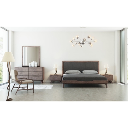 LA Furniture California King Soria Mid-Century Grey & Walnut Bedroom Set VGMASORIA-SET-CK Contemporary Style by Vig Furnitrue Number 75352 Catch Home Goods