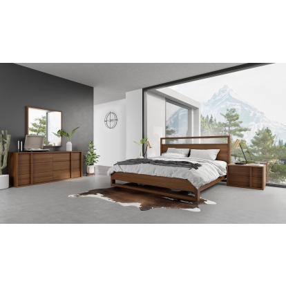 LA Furniture Queen Berlin Modern Walnut Bedroom Set VGMABR-92-SET-Q Contemporary Style by Vig Furnitrue Number 77855 Catch Home Goods