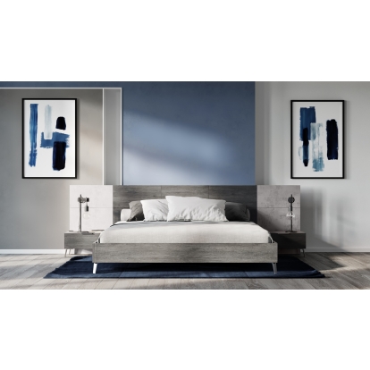 LA Furniture Bronx Italian Modern Faux Concrete & Grey Bed + 2 Nightstands Set VGACBRONX-BEDNS-SET Contemporary Style by Vig Furnitrue Number 81676|81677 Catch Home Goods