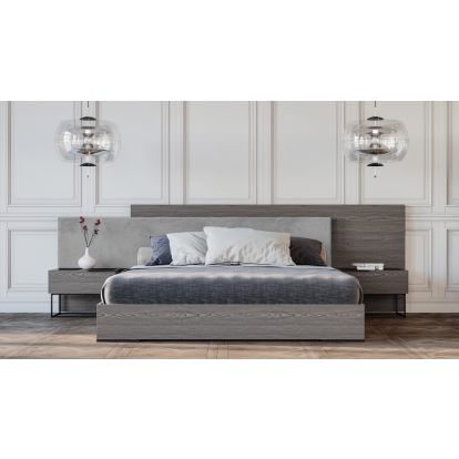 LA Furniture Enzo Italian Modern Grey Oak & Fabric Bed with Nightstands VGACENZO-BED Contemporary Style by Vig Furnitrue Number 73749|73750|78232 Catch Home Goods
