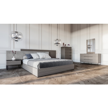 LA Furniture Queen Enzo Italian Modern Grey Oak & Fabric 4-Piece Bedroom Set VGACENZO-4PC-SET-Q Contemporary Style by Vig Furnitrue Number 85608 Catch Home Goods