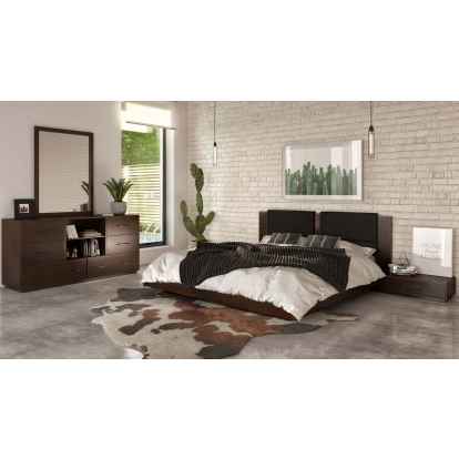 LA Furniture Fantasia Dark Walnut Dark Grey 4-Piece Bedroom Set VGWDHL-W01-BED-4PC-DKWAL Contemporary Style by Vig Furnitrue Number 86120|86121 Catch Home Goods