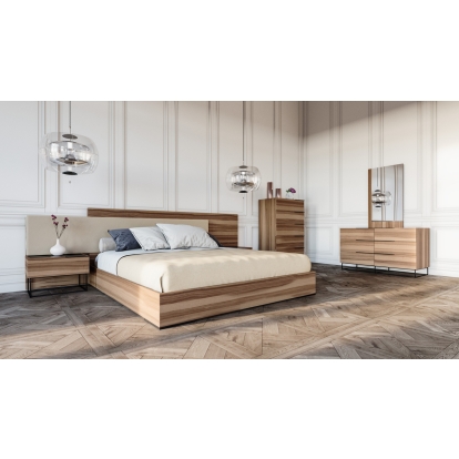 LA Furniture Eastern King Matteo Italian Modern Walnut & Fabric 4-Piece Bedroom Set VGACMATTEO-4PC-SET-EK Contemporary Style by Vig Furnitrue Number 85611|85612 Catch Home Goods
