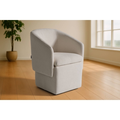 LA Furniture Tassell Modern Ivory Fabric Dining Chair with Castor Wheels VGKK-KF.Y2219-IVY Contemporary Style by Vig Furnitrue Number 82726 Catch Home Goods