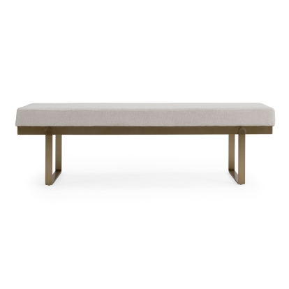 LA Furniture Tatum Modern Off-White Fabric + Brass Dining Bench VGGA-8671BE-OFF Contemporary Style by Vig Furnitrue Number 82745 Catch Home Goods