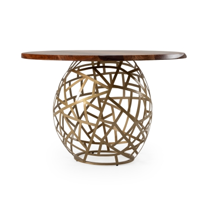 LA Furniture Taylor Round 47" Live Edge Dining Table VGEDRTLE160002-SML-BRN-DT Contemporary Style by Vig Furnitrue Number 79081 Catch Home Goods