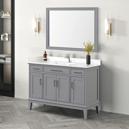 Furniture Of America Soline Transitional White/Gray Vanity Set W/ Mirror Model TM-CT003WH-48+03GY+M
