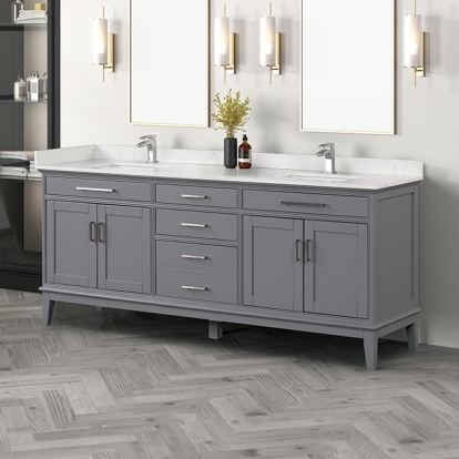 Furniture Of America Oliva Transitional White/Gray Vanity Set Model TM-CT006WH-80+06GY