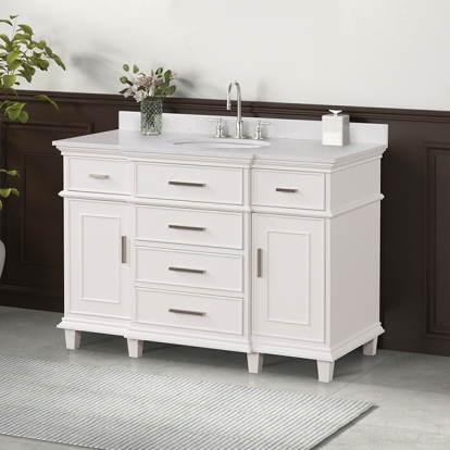 Furniture Of America Zadar Transitional White Vanity Set Model TM-CT009WH-48+09WH