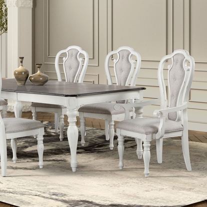 Furniture Of America Orford Contemporary Antique White/Dark Walnut 7 Pc. Dining Set Model TM3050WH-T-7PC