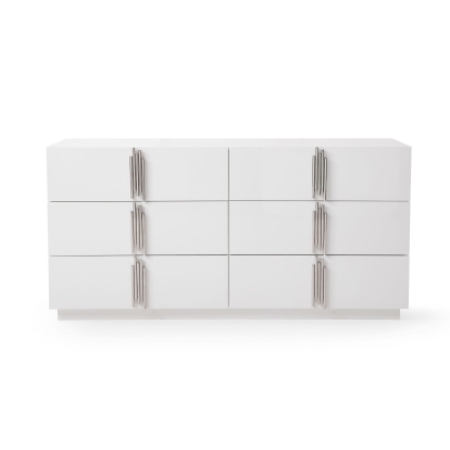 LA Furniture Token Modern White & Stainless Steel Dresser VGVCJ815-WHT-DRS Contemporary Style by Vig Furnitrue Number 77559 Catch Home Goods