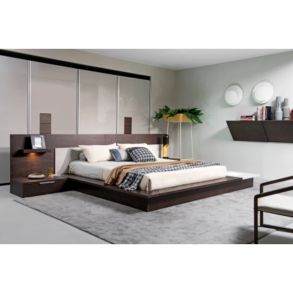 LA Furniture California King Torino Contemporary Brown Oak & Grey Platform Bed with Lights VGWCSB-B03-BRNGRY-CK Contemporary Style by Vig Furnitrue Number 74245 Catch Home Goods