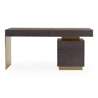 LA Furniture Trahan Modern Grey Elm & Gold Office Desk VGBBMQ2101-GRY-DESK Contemporary Style by Vig Furnitrue Number 79025 Catch Home Goods