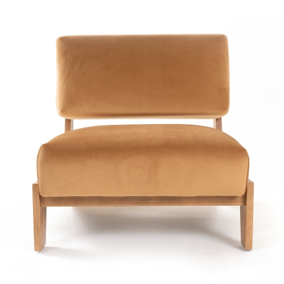 LA Furniture Tucker Mid-Century Modern Camel Velvet + Chestnut Accent Chair VGRH-RHS-AZHT05-TAN Contemporary Style by Vig Furnitrue Number 81528 Catch Home Goods