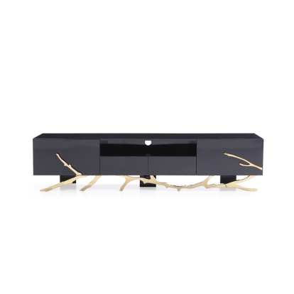 LA Furniture Legend Modern Black & Gold 79" TV Stand VGVCTV8111-BLK Contemporary Style by Vig Furnitrue Number 73730B Catch Home Goods