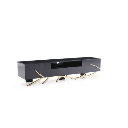 LA Furniture Legend Modern Black & Gold 79" TV Stand VGVCTV8111-BLK Contemporary Style by Vig Furnitrue Number 73730B Catch Home Goods