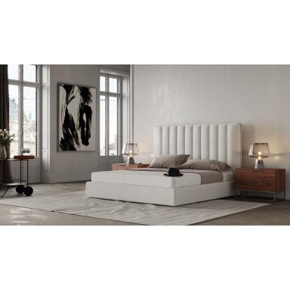 LA Furniture Valhalla Contemporary White Fabric EK Bed VGKK-KFB1008-WHT-BED-EK-1 Contemporary Style by Vig Furnitrue Number 79768 Catch Home Goods