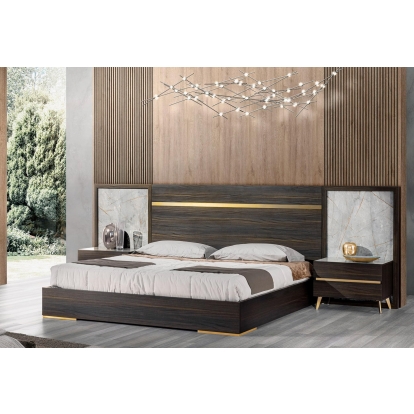 LA Furniture Velondra Eastern King Modern Eucalypto + Marble Bed with Two Nightstands VGACVELONDRA-BED-2NS-EK Contemporary Style by Vig Furnitrue Number 79410 Catch Home Goods