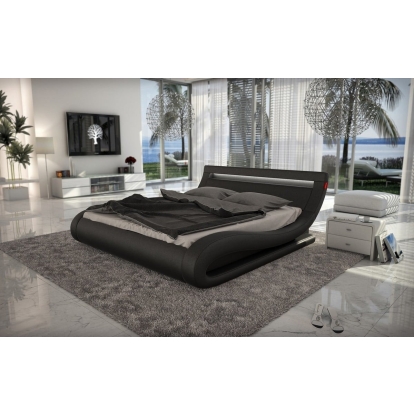 LA Furniture California King Corsica Contemporary Black Leatherette Bed with Headboard Lights VGINCORSICA-BLK-CK Contemporary Style by Vig Furnitrue Number 17491 Catch Home Goods