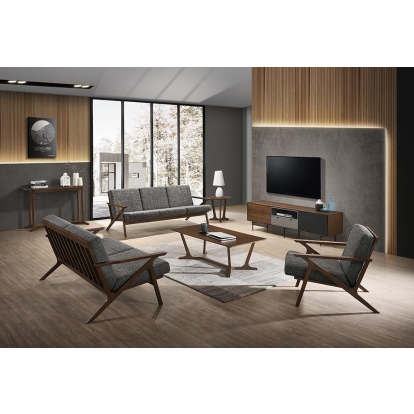 LA Furniture Candea Mid-Century Walnut and Grey Compact Loveseat VGMAMI-997-LVST Contemporary Style by Vig Furnitrue Number 76951 Catch Home Goods