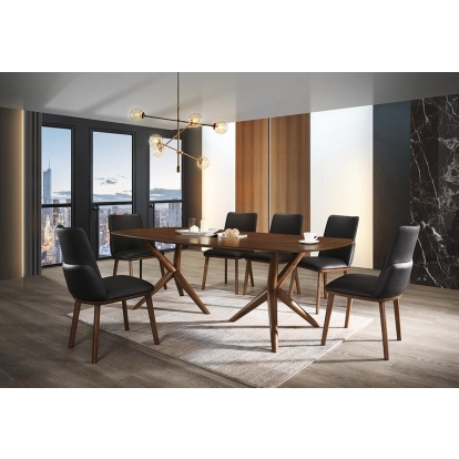 LA Furniture Utah Modern Walnut and Brown Eco-Leather Dining Chair- Set of 2 VGMAMI-973 Contemporary Style by Vig Furnitrue Number 76938Z Catch Home Goods