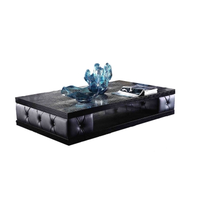 LA Furniture Cecily Transitional Black Leather with Crystals Coffee Table VGUNAK869-160 Contemporary Style by Vig Furnitrue Number 16518 Catch Home Goods