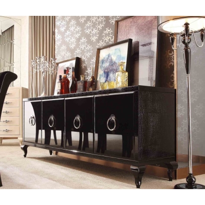 LA Furniture Bellagio Transitional Black Crocodile Lacquer Buffet VGUNRC107-240 Contemporary Style by Vig Furnitrue Number 14953A Catch Home Goods