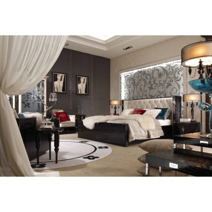 LA Furniture Queen Bellagio Luxurious Transitional Crocodile Lacquer Bed VGUNRW206-180-Q Contemporary Style by Vig Furnitrue Number 16208A Catch Home Goods