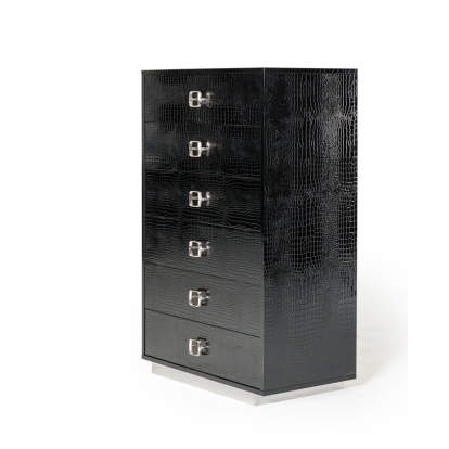 LA Furniture Victoria Modern Black Crocodile Chest VGUNAW552-80-BLK Contemporary Style by Vig Furnitrue Number 16936 Catch Home Goods