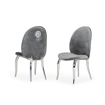 LA Furniture Vince Glam Grey Velvet Dining Chair Set of 2 VGZAY622-GRY Contemporary Style by Vig Furnitrue Number 77345Z Catch Home Goods